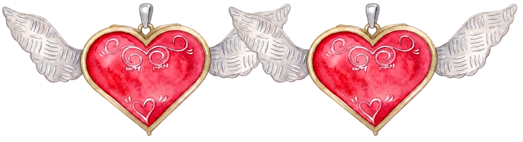 Dos corazones rojos con alas